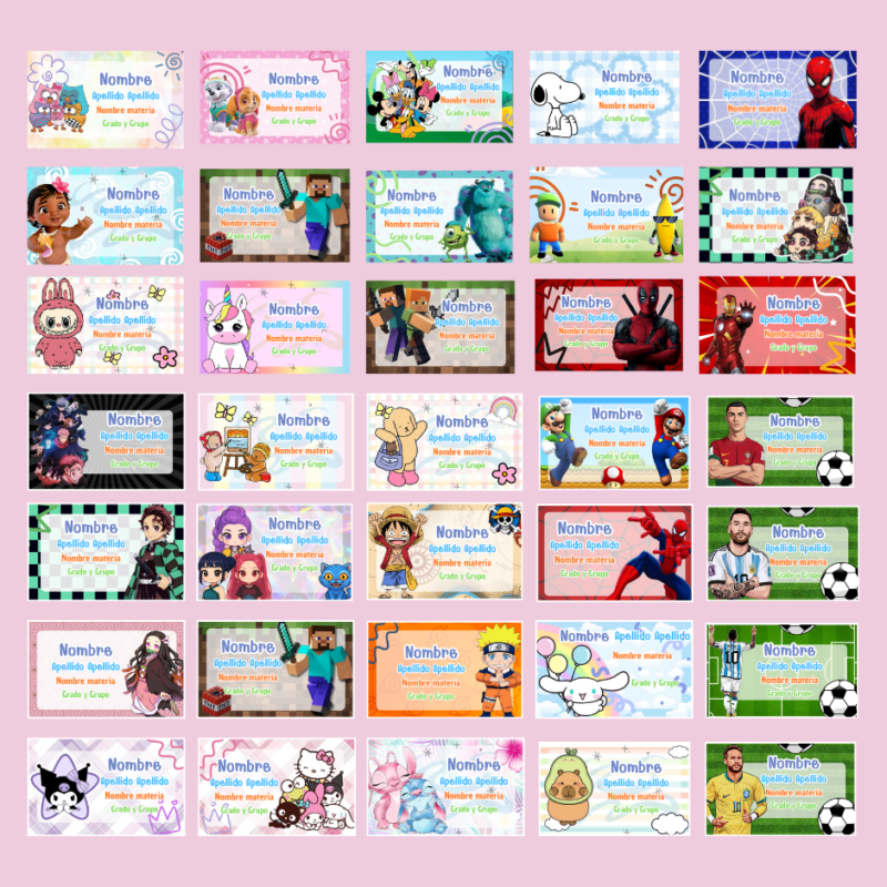 Etiquetas escolares +230 diseños
