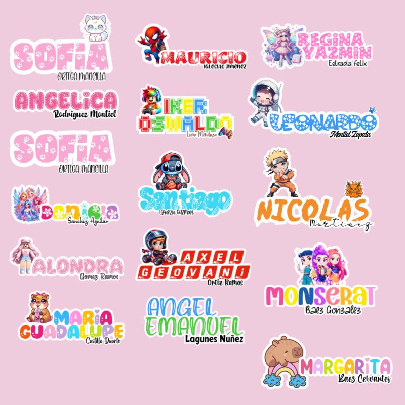 Etiquetas silueta +150 diseños diferentes